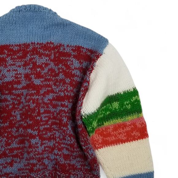 Handknit Cardigan Sweater Kids Colorful Balloons Stripes Soft Fastener/Buttons - Picture 6 of 7